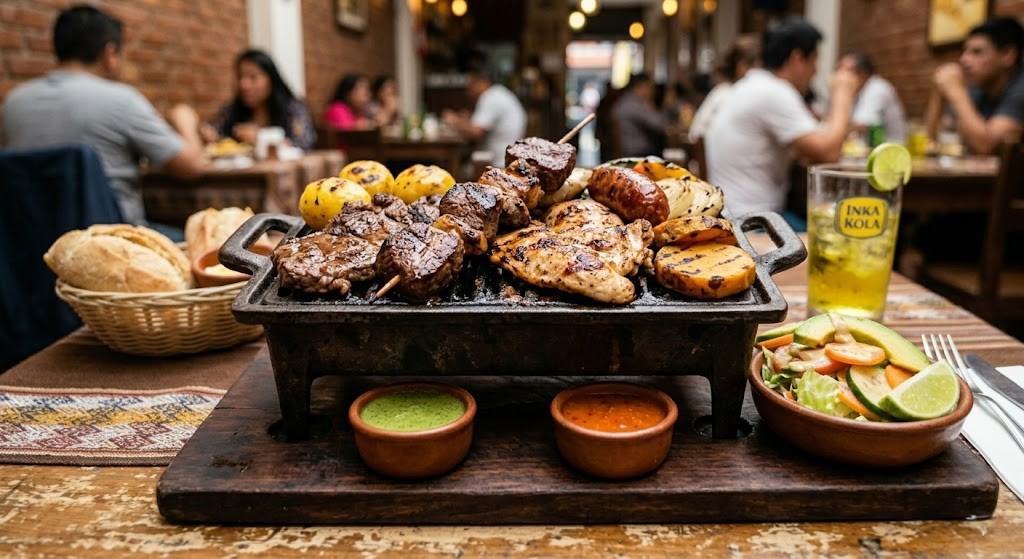 Parrilla mixta con carnes y acompañamientos